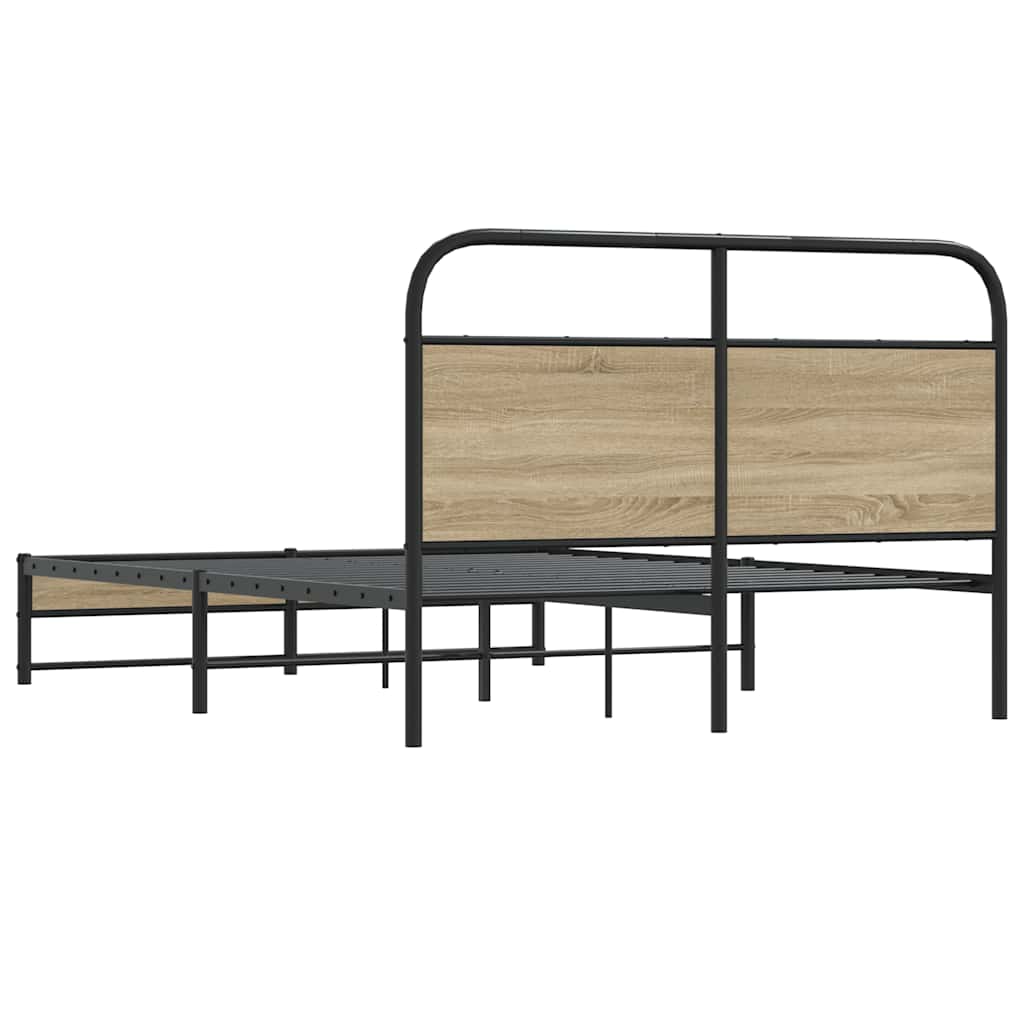 Bedframe zonder matras bewerkt hout gerookt eiken 120x200 cm is nu te koop bij PeponiXL, paradijselijk wonen!