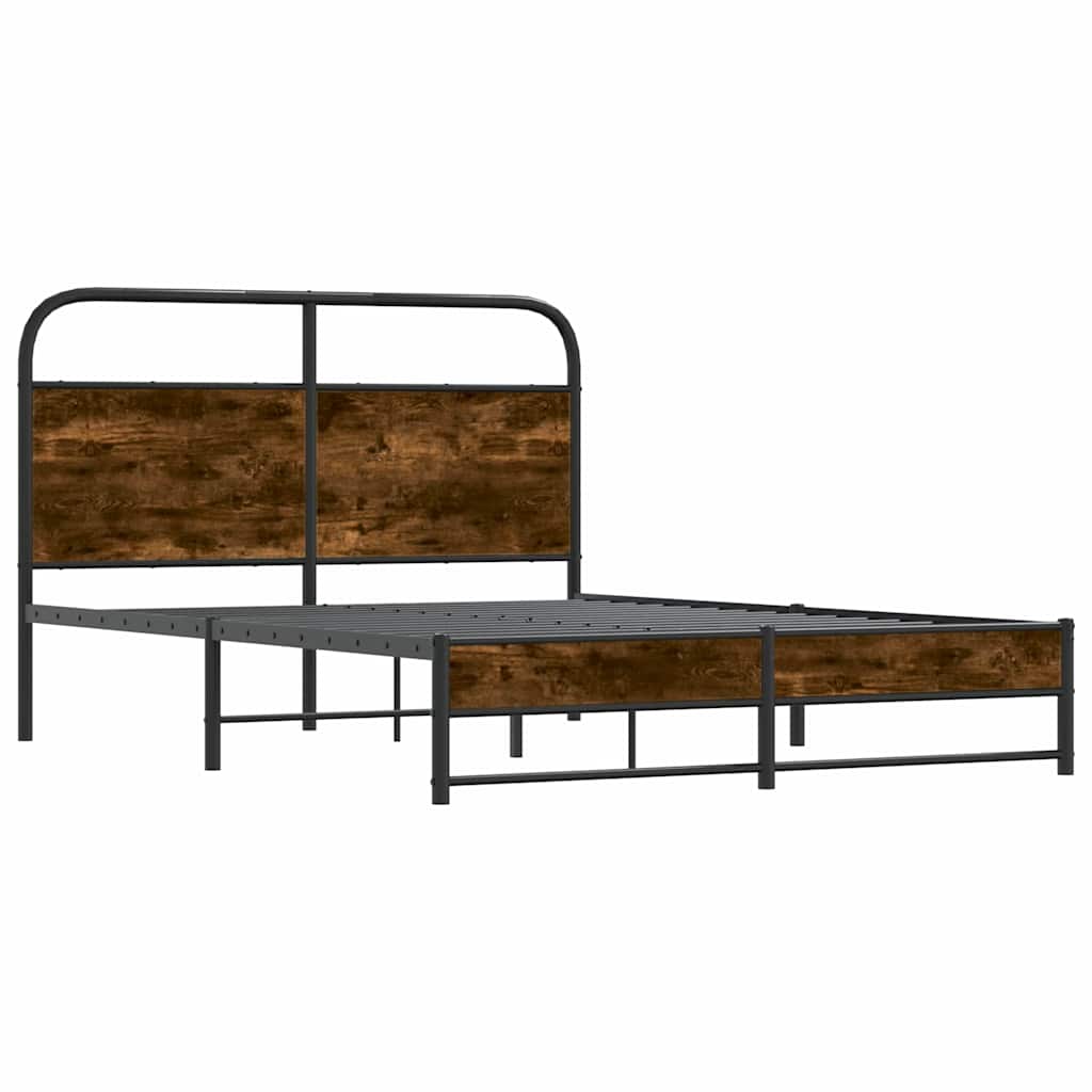 Bedframe zonder matras bewerkt hout gerookt eiken 135x190 cm is nu te koop bij PeponiXL, paradijselijk wonen!