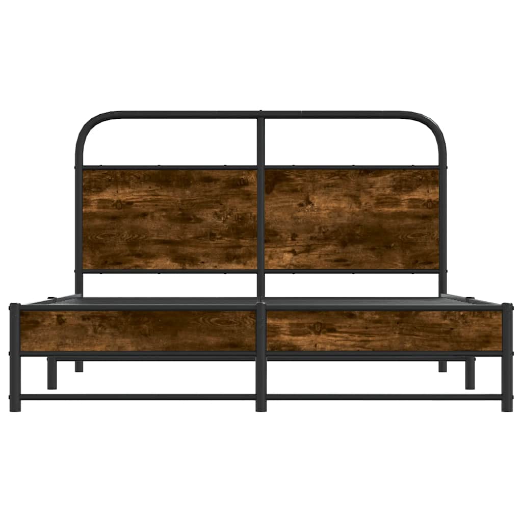 Bedframe zonder matras bewerkt hout gerookt eiken 135x190 cm is nu te koop bij PeponiXL, paradijselijk wonen!