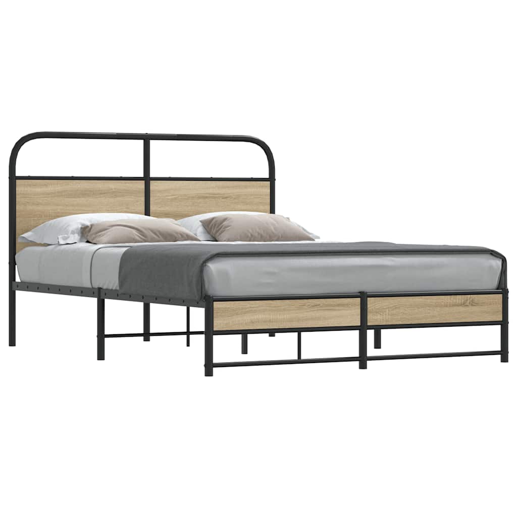 Bedframe zonder matras bewerkt hout gerookt eiken 140x200 cm is nu te koop bij PeponiXL, paradijselijk wonen!