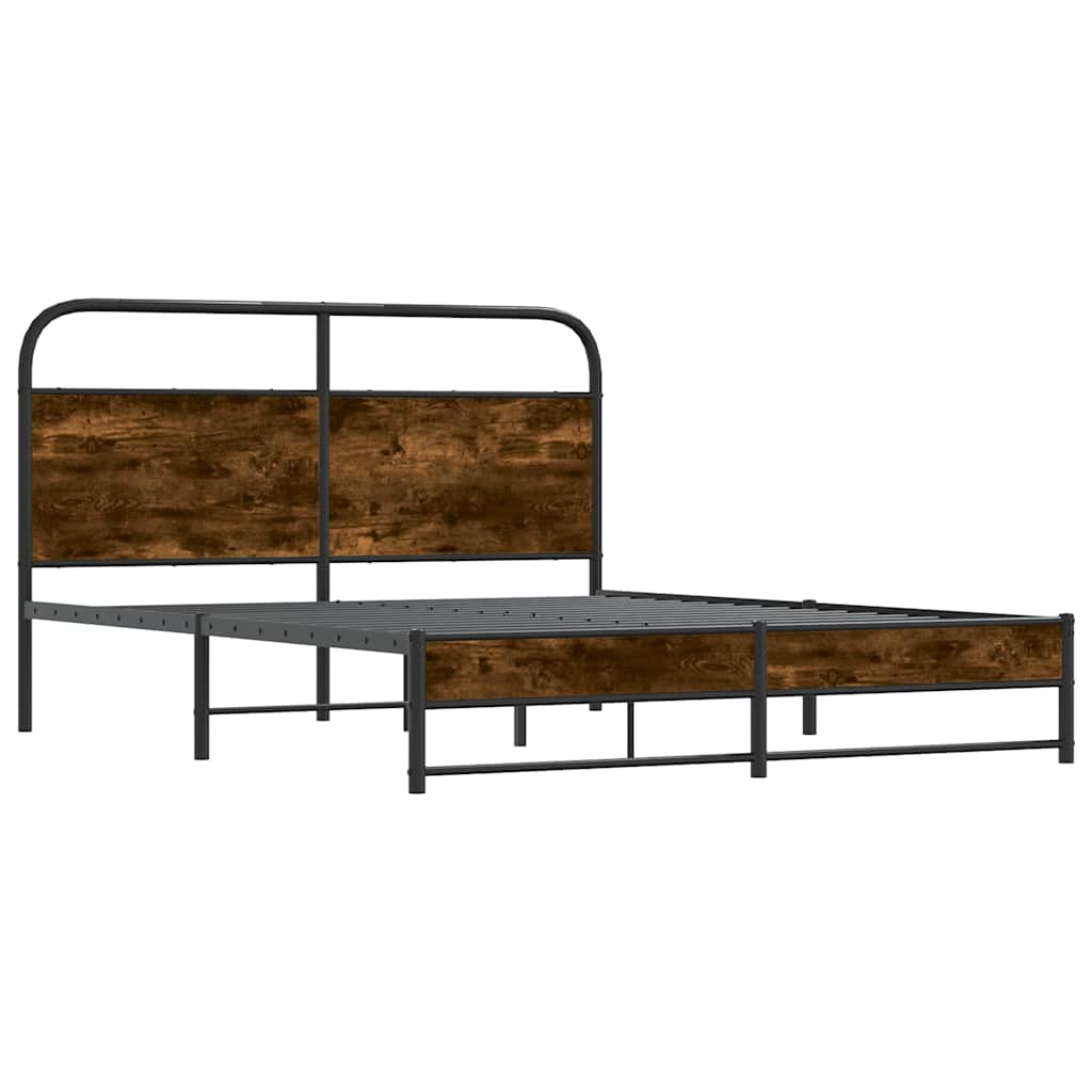 Bedframe zonder matras bewerkt hout gerookt eiken 150x200 cm is nu te koop bij PeponiXL, paradijselijk wonen!