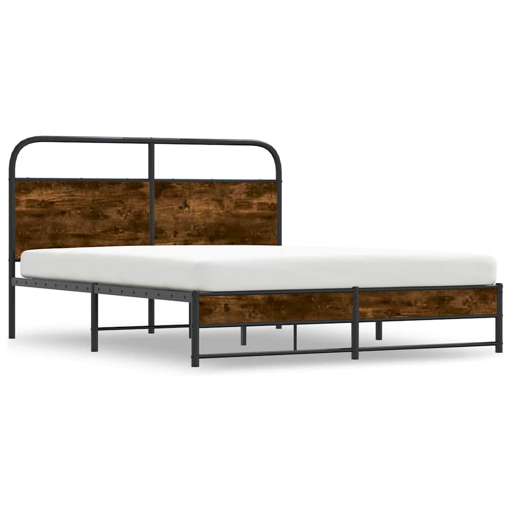 Bedframe zonder matras bewerkt hout gerookt eiken 150x200 cm is nu te koop bij PeponiXL, paradijselijk wonen!
