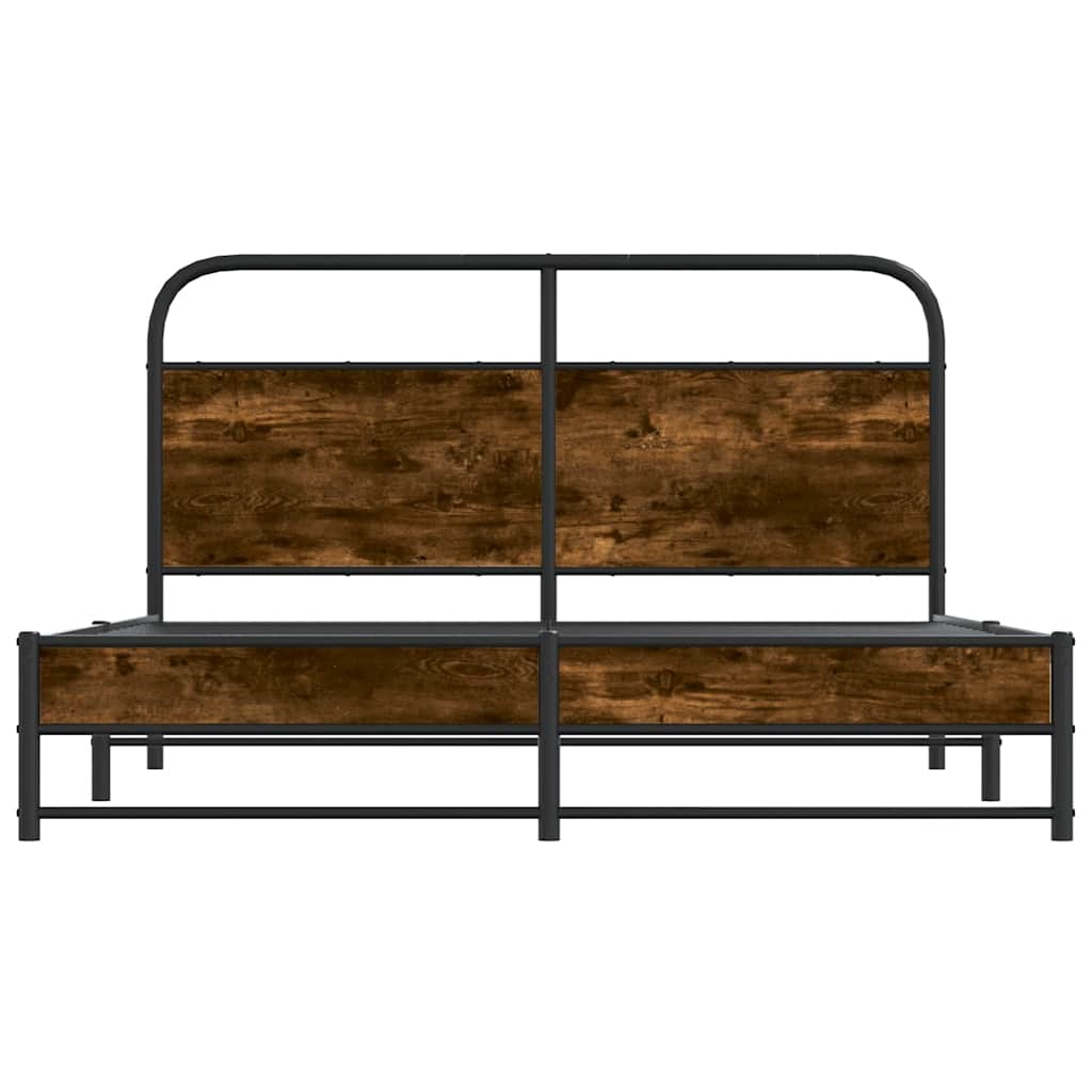 Bedframe zonder matras bewerkt hout gerookt eiken 150x200 cm is nu te koop bij PeponiXL, paradijselijk wonen!