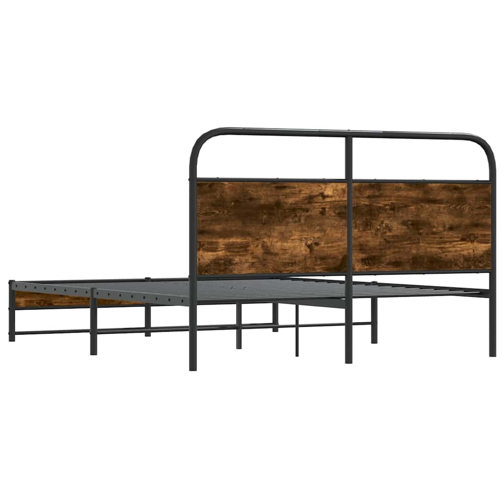 Bedframe zonder matras bewerkt hout gerookt eiken 150x200 cm is nu te koop bij PeponiXL, paradijselijk wonen!