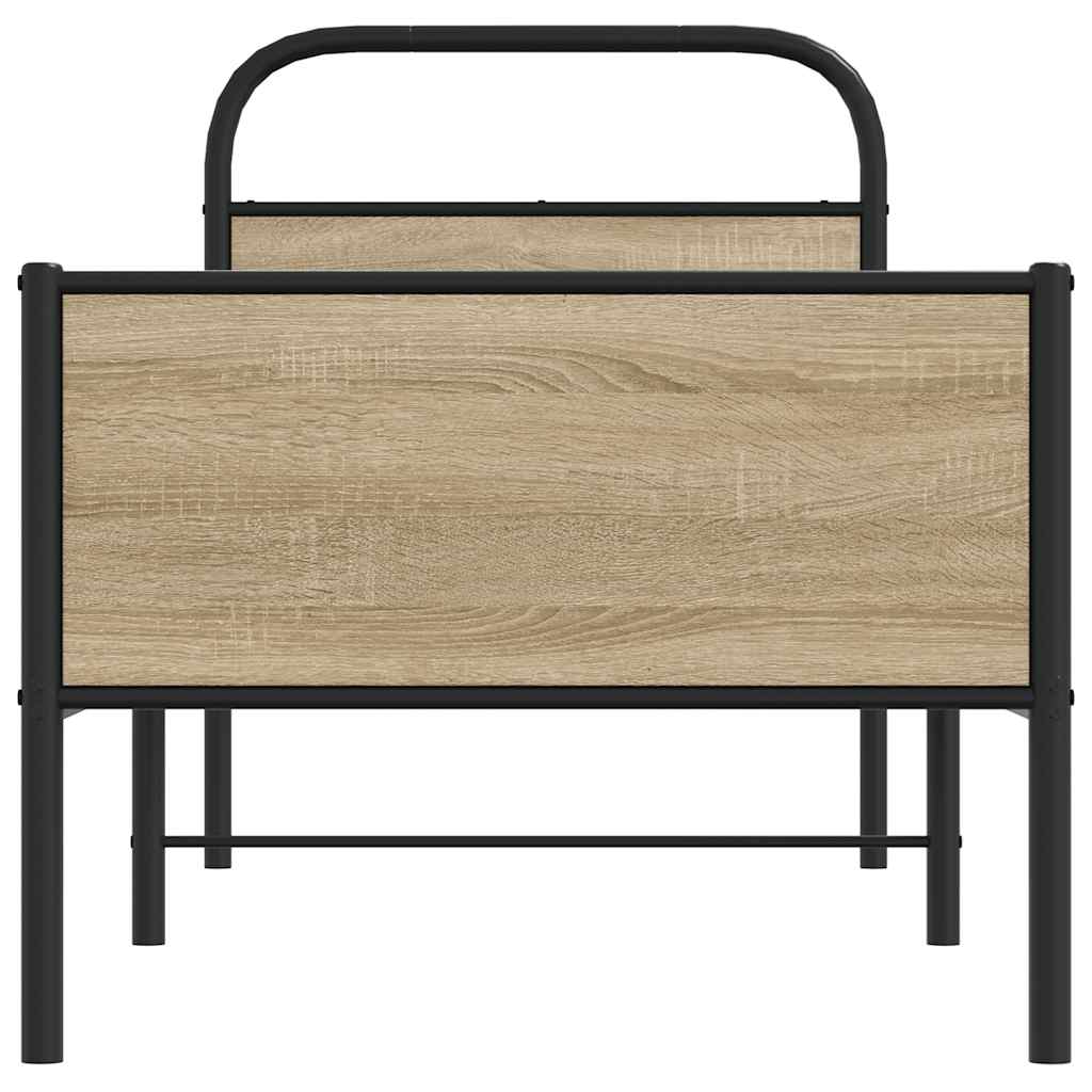Bedframe zonder matras bewerkt hout sonoma eikenkleur 75x190 cm is nu te koop bij PeponiXL, paradijselijk wonen!