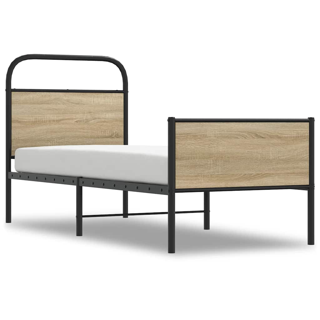 Bedframe zonder matras bewerkt hout sonoma eikenkleur 80x200 cm is nu te koop bij PeponiXL, paradijselijk wonen!
