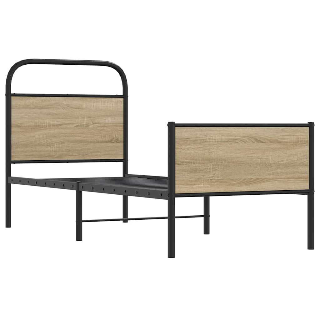 Bedframe zonder matras bewerkt hout sonoma eikenkleur 80x200 cm is nu te koop bij PeponiXL, paradijselijk wonen!