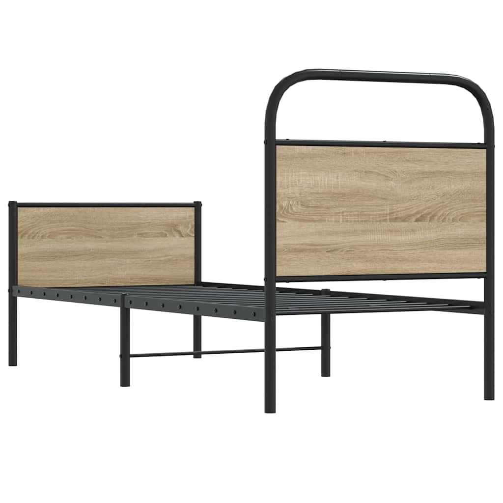 Bedframe zonder matras bewerkt hout sonoma eikenkleur 80x200 cm is nu te koop bij PeponiXL, paradijselijk wonen!