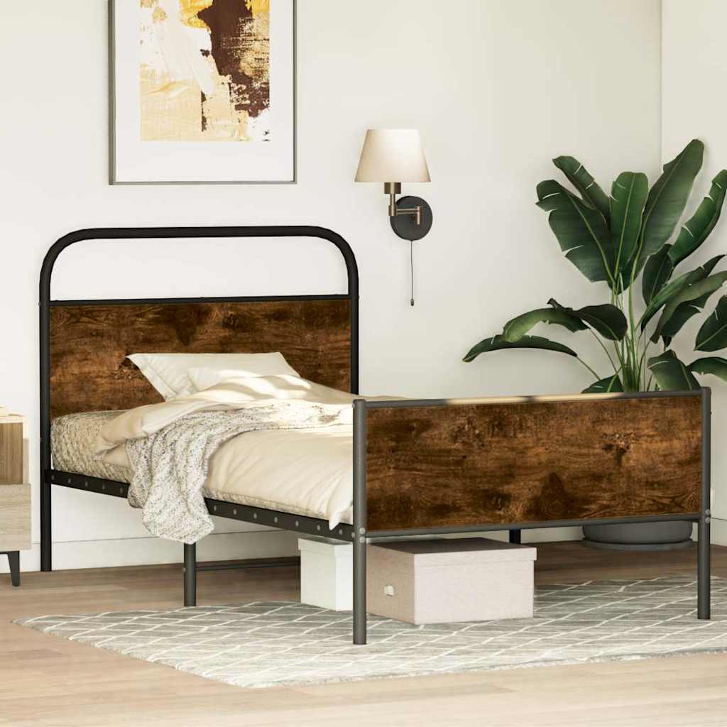 Bedframe zonder matras bewerkt hout sonoma eikenkleur 90x200 cm is nu te koop bij PeponiXL, paradijselijk wonen!