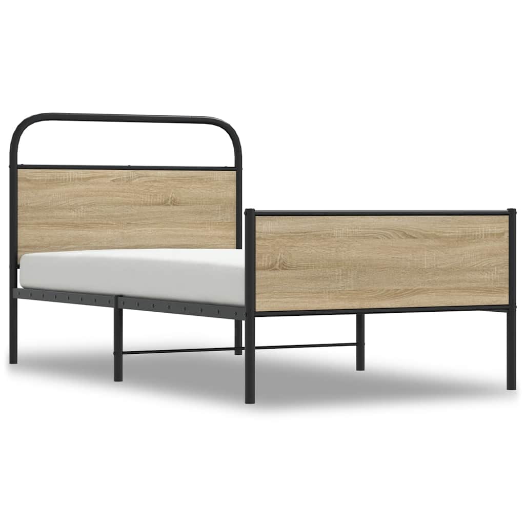 Bedframe zonder matras bewerkt hout sonoma eikenkleur 100x200cm is nu te koop bij PeponiXL, paradijselijk wonen!