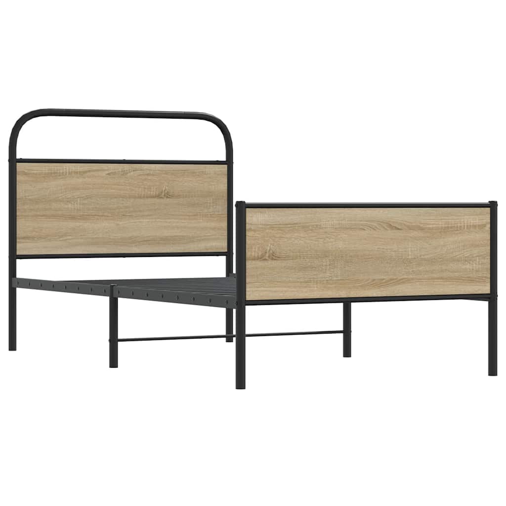 Bedframe zonder matras bewerkt hout sonoma eikenkleur 100x200cm is nu te koop bij PeponiXL, paradijselijk wonen!