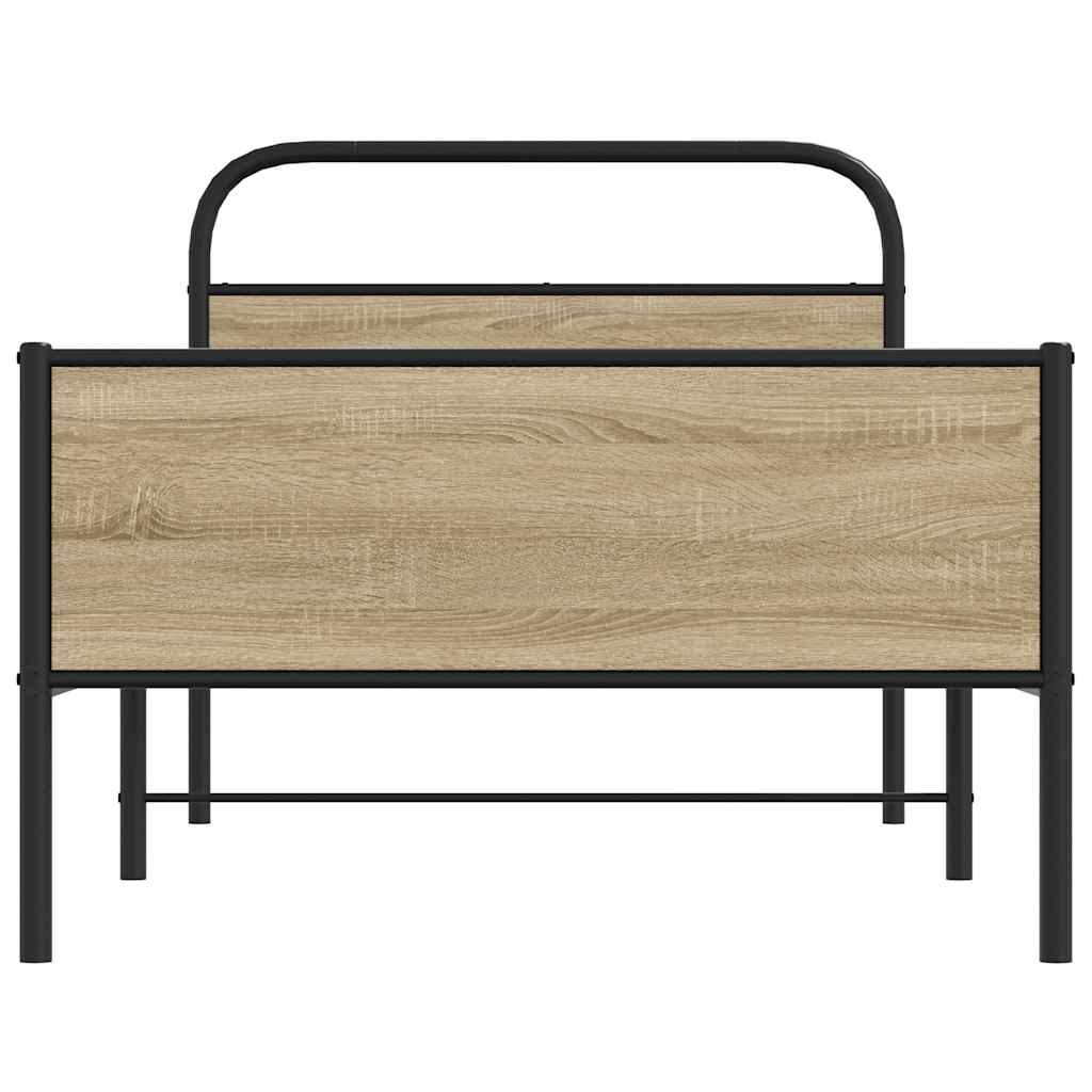 Bedframe zonder matras bewerkt hout sonoma eikenkleur 100x200cm is nu te koop bij PeponiXL, paradijselijk wonen!