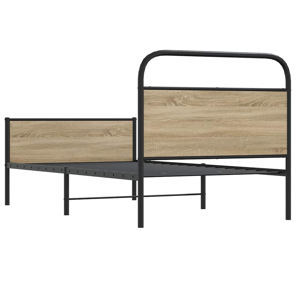 Bedframe zonder matras bewerkt hout sonoma eikenkleur 100x200cm is nu te koop bij PeponiXL, paradijselijk wonen!