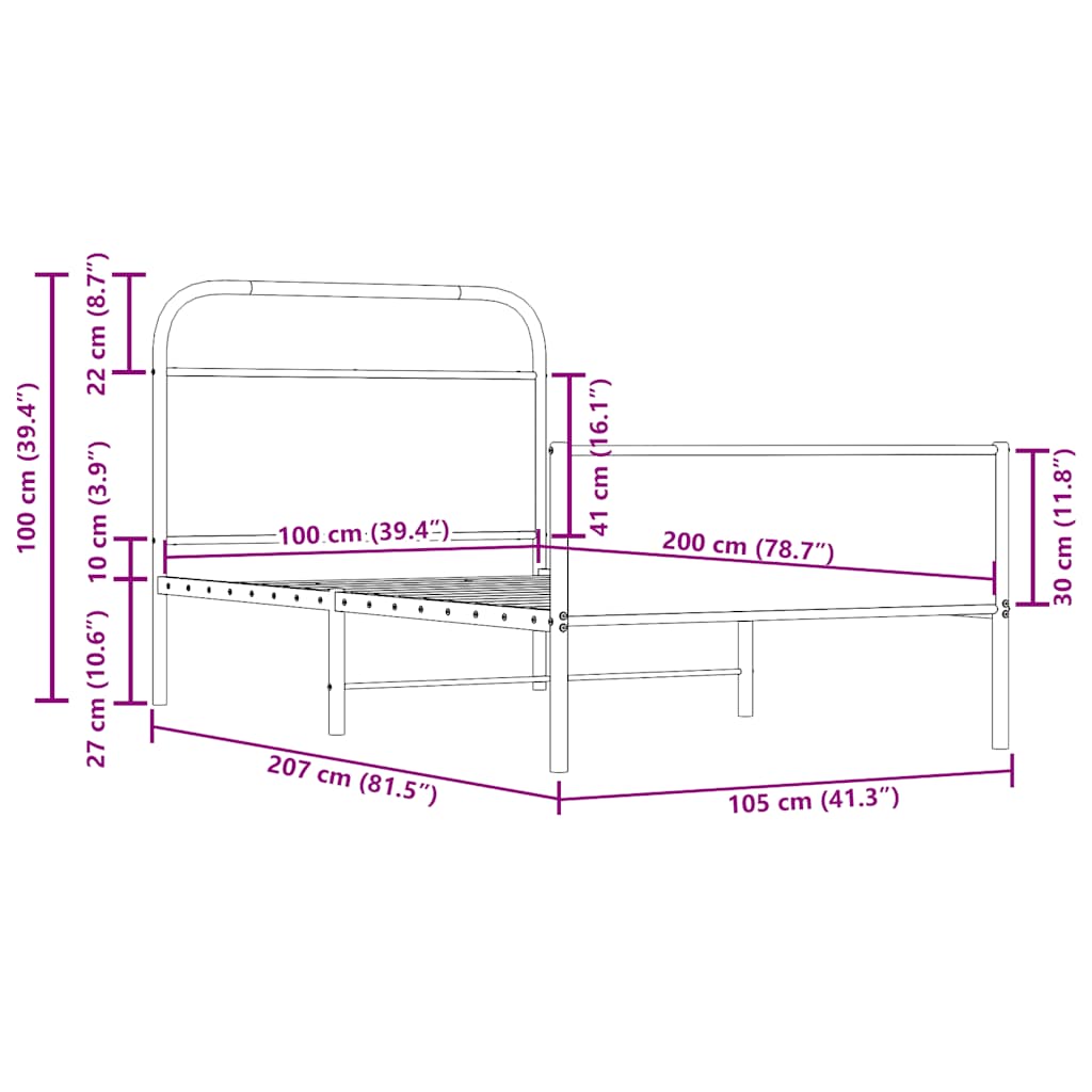 Bedframe zonder matras bewerkt hout sonoma eikenkleur 100x200cm is nu te koop bij PeponiXL, paradijselijk wonen!