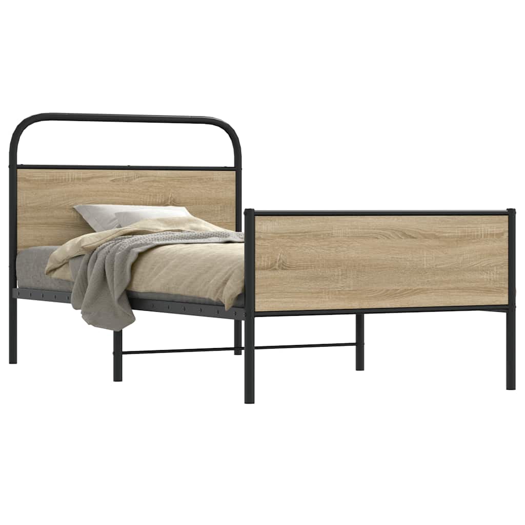 Bedframe zonder matras bewerkt hout sonoma eikenkleur 100x200cm is nu te koop bij PeponiXL, paradijselijk wonen!