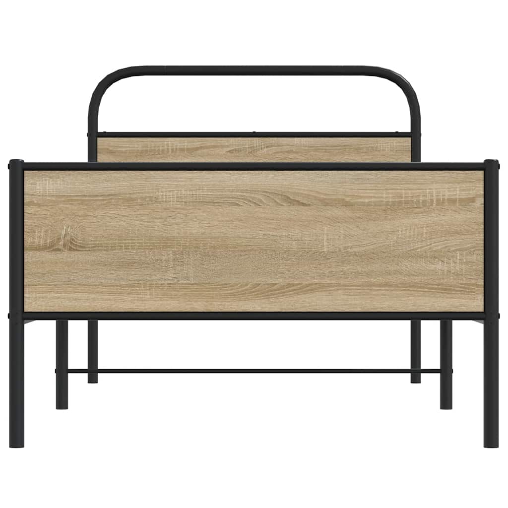 Bedframe zonder matras bewerkt hout sonoma eikenkleur 107x203cm is nu te koop bij PeponiXL, paradijselijk wonen!