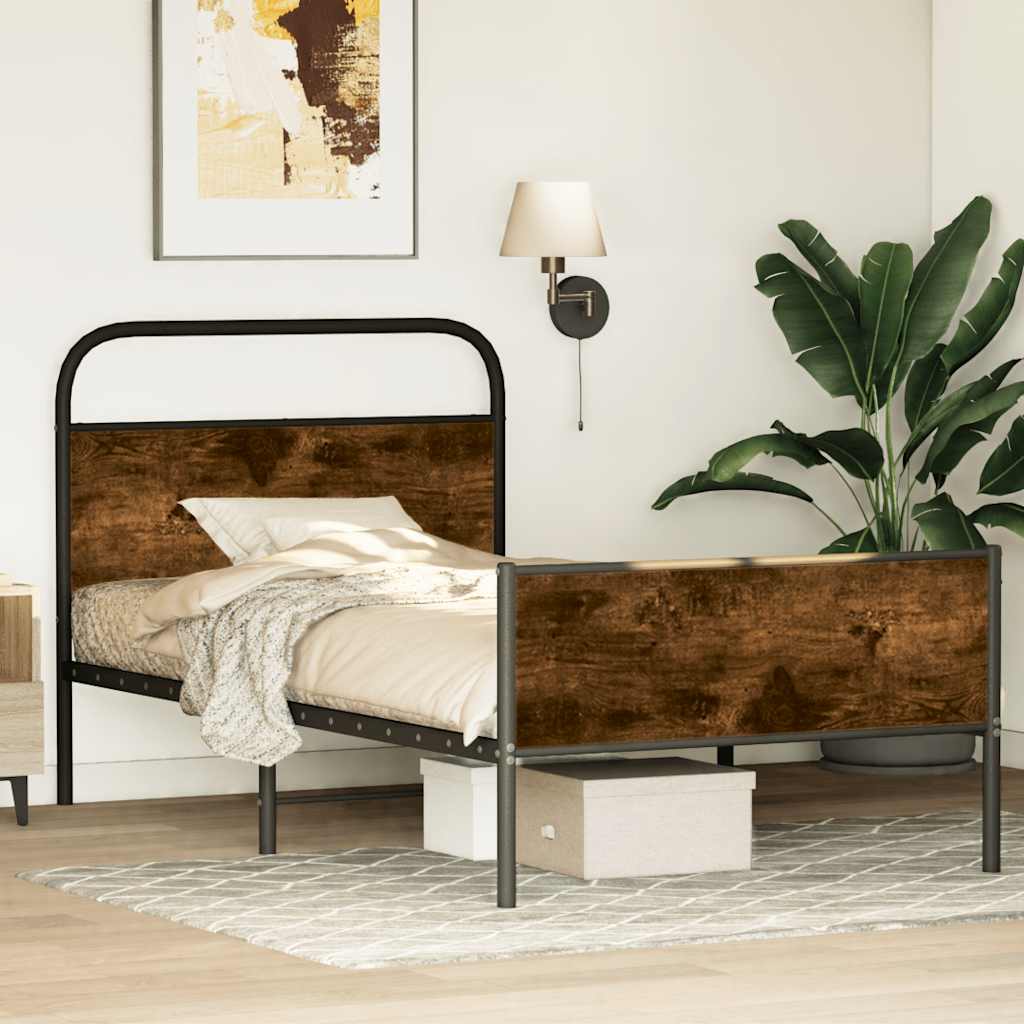 Bedframe zonder matras bewerkt hout sonoma eikenkleur 107x203cm is nu te koop bij PeponiXL, paradijselijk wonen!