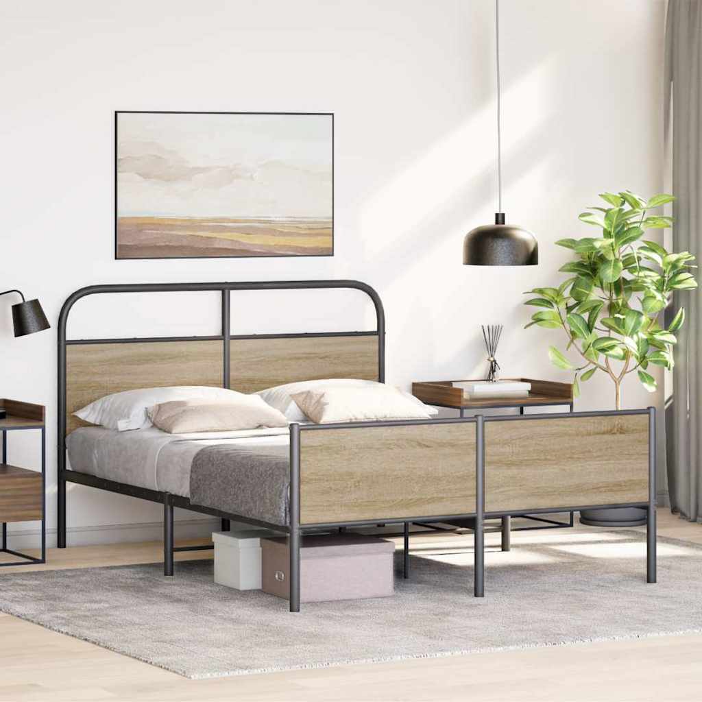 Bedframe zonder matras bewerkt hout sonoma eikenkleur 120x200cm is nu te koop bij PeponiXL, paradijselijk wonen!