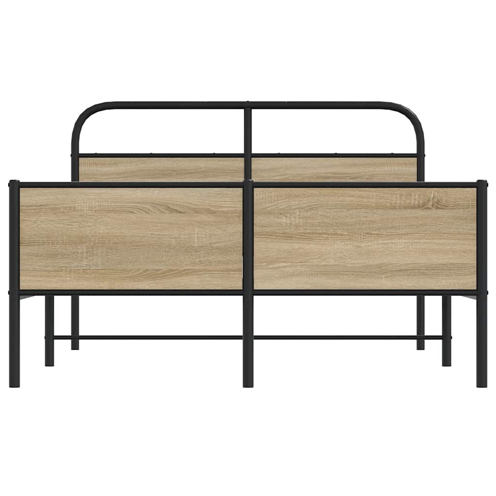 Bedframe zonder matras bewerkt hout sonoma eikenkleur 135x190cm is nu te koop bij PeponiXL, paradijselijk wonen!