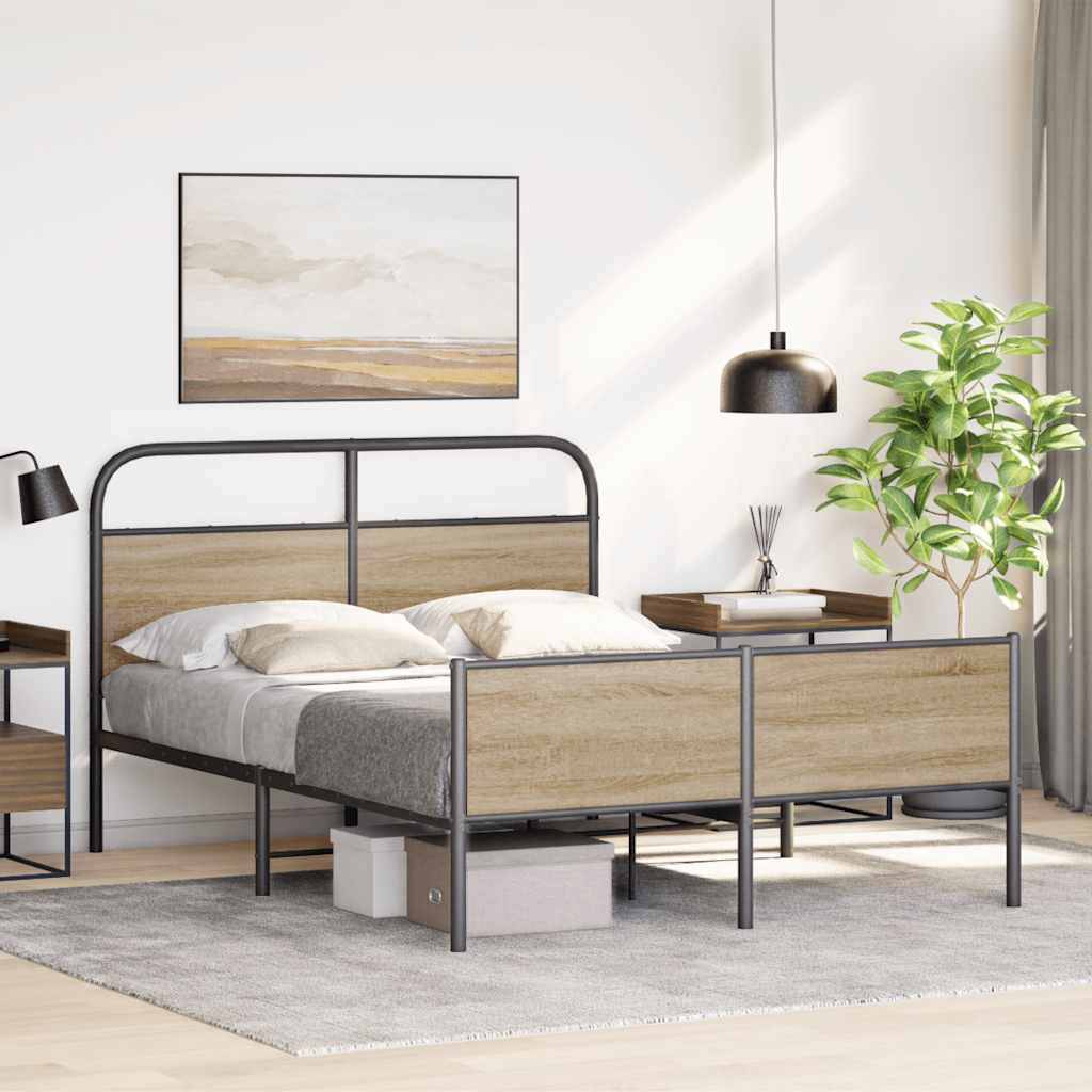 Bedframe zonder matras bewerkt hout sonoma eikenkleur 140x190cm is nu te koop bij PeponiXL, paradijselijk wonen!