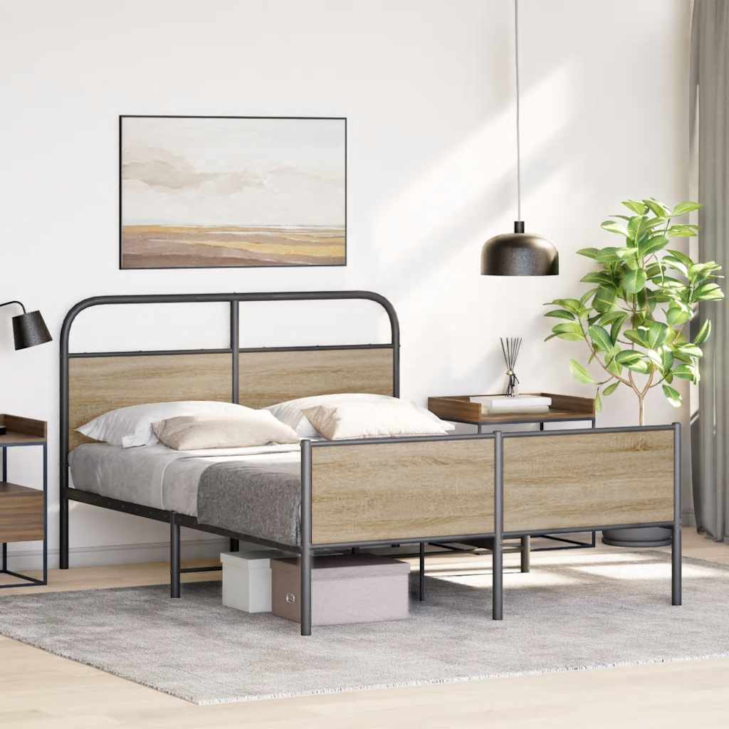 Bedframe zonder matras bewerkt hout sonoma eikenkleur 140x200cm is nu te koop bij PeponiXL, paradijselijk wonen!
