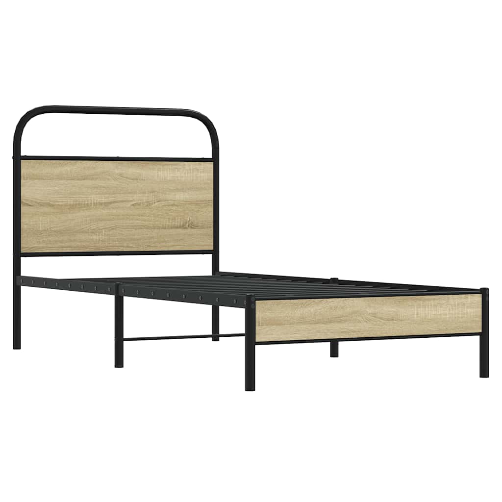 Bedframe zonder matras bewerkt hout sonoma eikenkleur 75x190 cm is nu te koop bij PeponiXL, paradijselijk wonen!