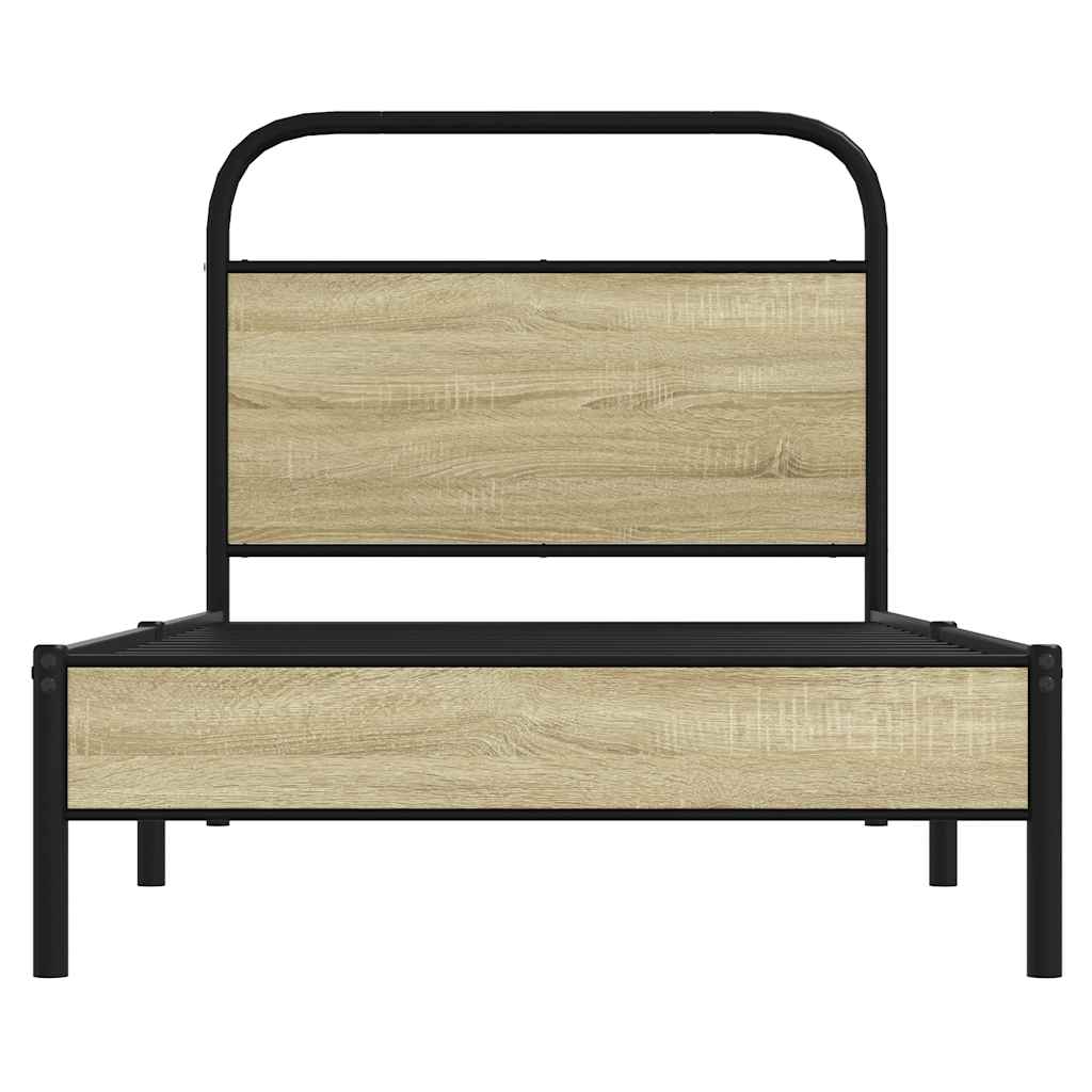 Bedframe zonder matras bewerkt hout sonoma eikenkleur 75x190 cm is nu te koop bij PeponiXL, paradijselijk wonen!