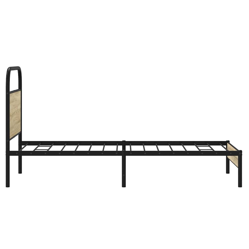 Bedframe zonder matras bewerkt hout sonoma eikenkleur 75x190 cm is nu te koop bij PeponiXL, paradijselijk wonen!