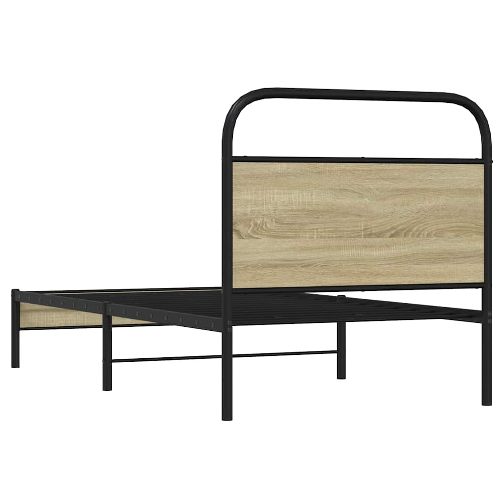 Bedframe zonder matras bewerkt hout sonoma eikenkleur 75x190 cm is nu te koop bij PeponiXL, paradijselijk wonen!