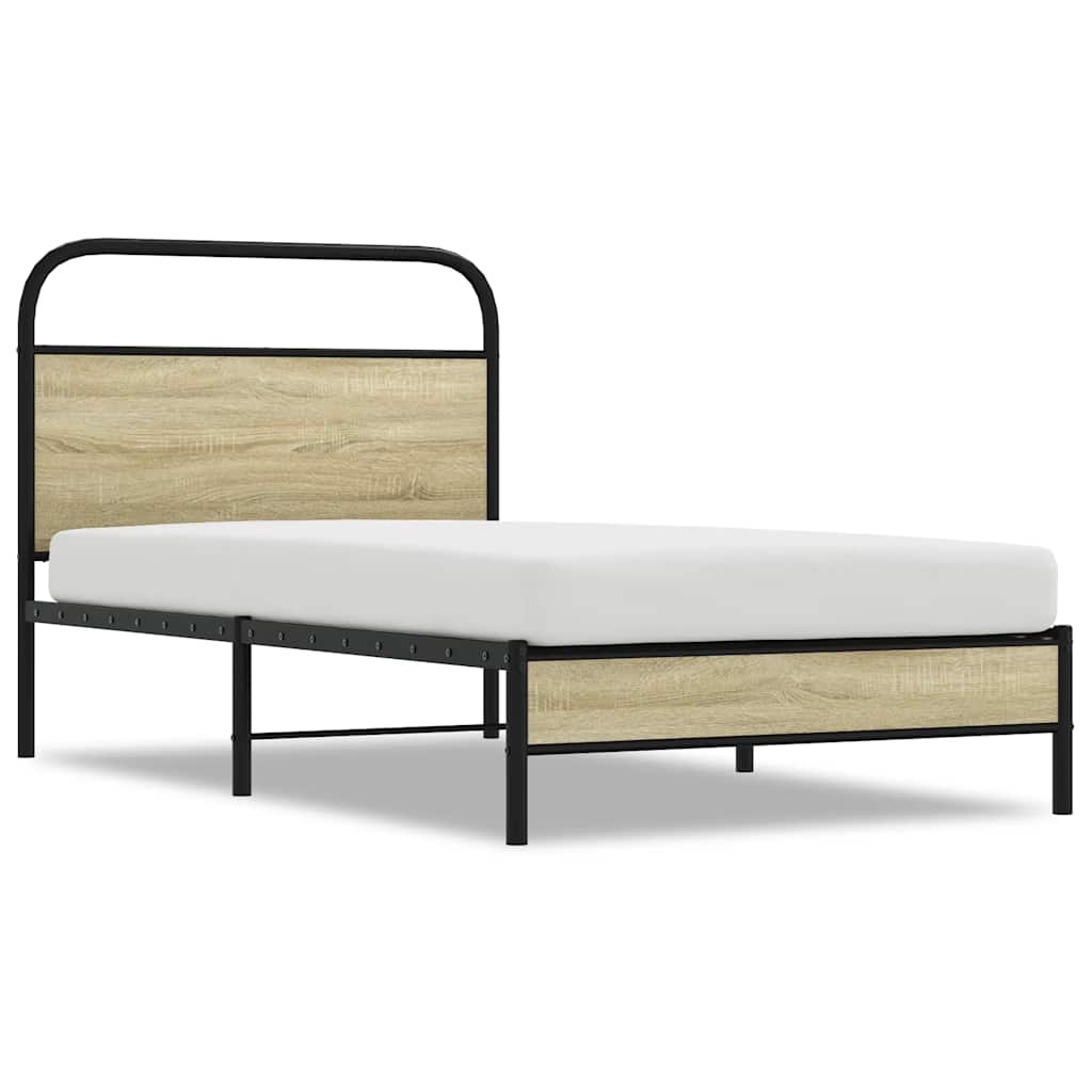 Bedframe zonder matras bewerkt hout sonoma eikenkleur 90x190 cm is nu te koop bij PeponiXL, paradijselijk wonen!