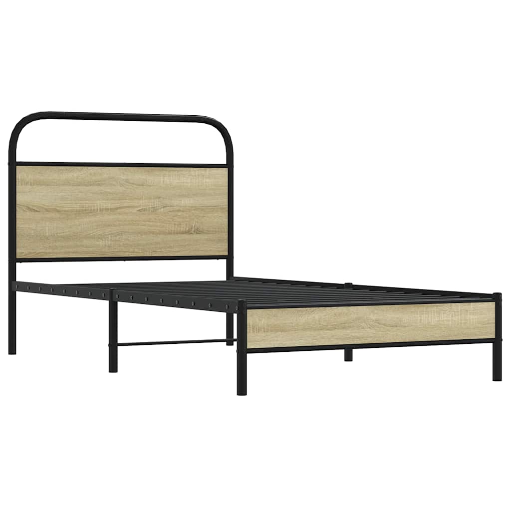 Bedframe zonder matras bewerkt hout sonoma eikenkleur 90x200 cm is nu te koop bij PeponiXL, paradijselijk wonen!