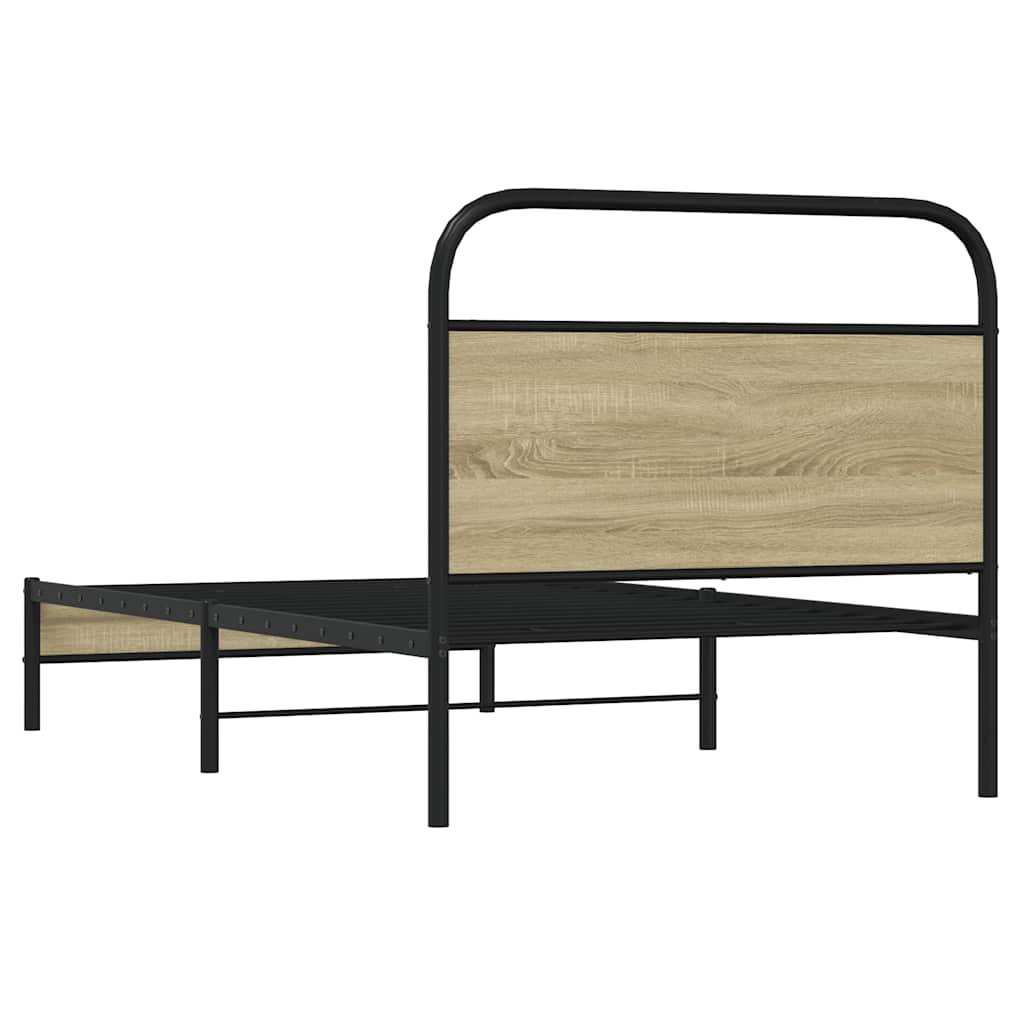 Bedframe zonder matras bewerkt hout sonoma eikenkleur 90x200 cm is nu te koop bij PeponiXL, paradijselijk wonen!