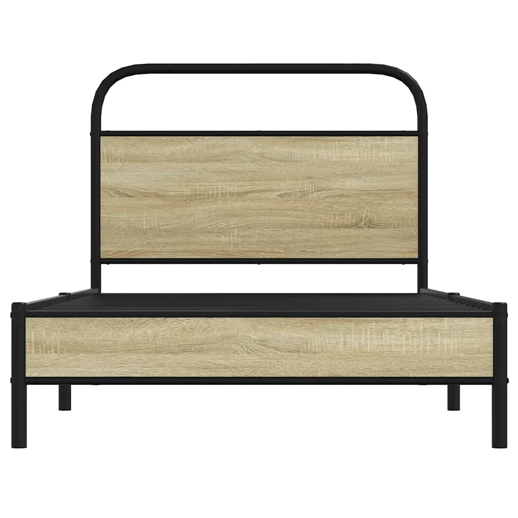 Bedframe zonder matras bewerkt hout sonoma eikenkleur 100x200cm is nu te koop bij PeponiXL, paradijselijk wonen!