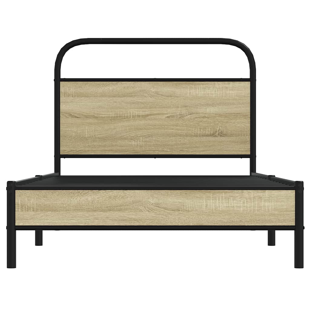 Bedframe zonder matras bewerkt hout sonoma eikenkleur 107x203cm is nu te koop bij PeponiXL, paradijselijk wonen!