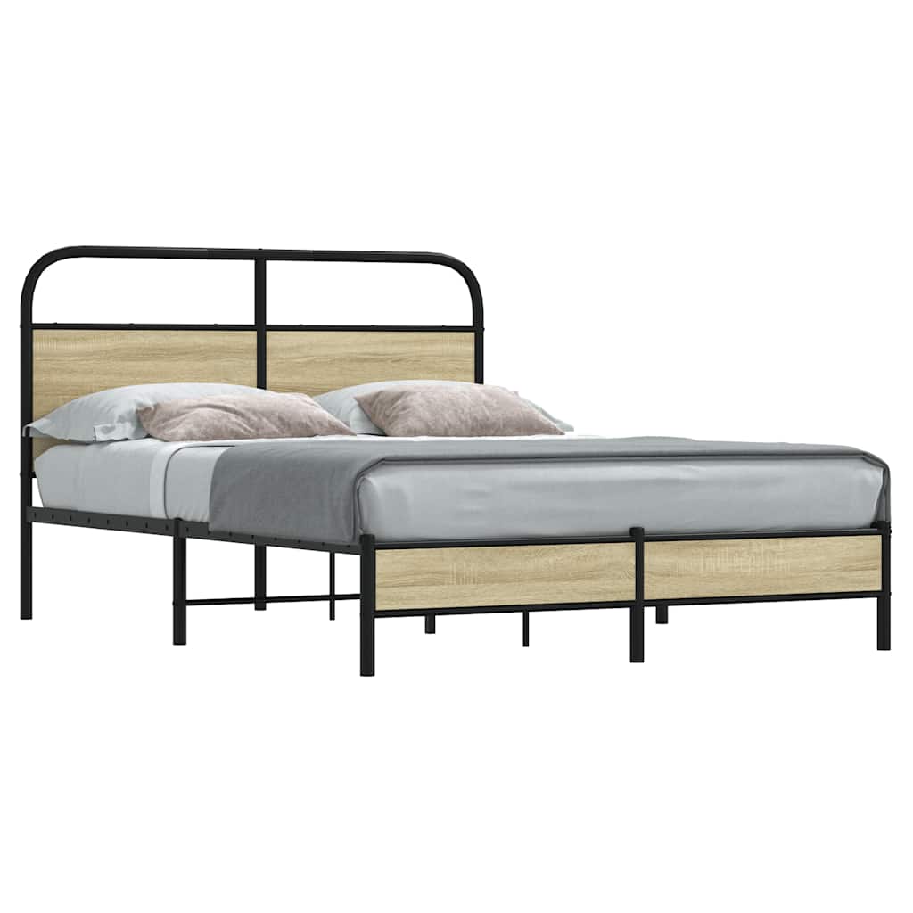 Bedframe zonder matras bewerkt hout sonoma eikenkleur 120x190cm is nu te koop bij PeponiXL, paradijselijk wonen!