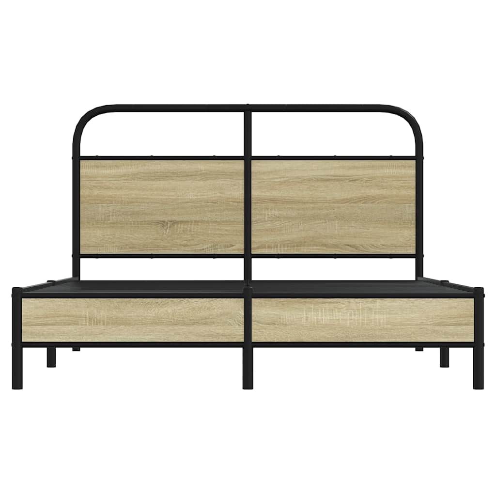 Bedframe zonder matras bewerkt hout sonoma eikenkleur 135x190cm is nu te koop bij PeponiXL, paradijselijk wonen!