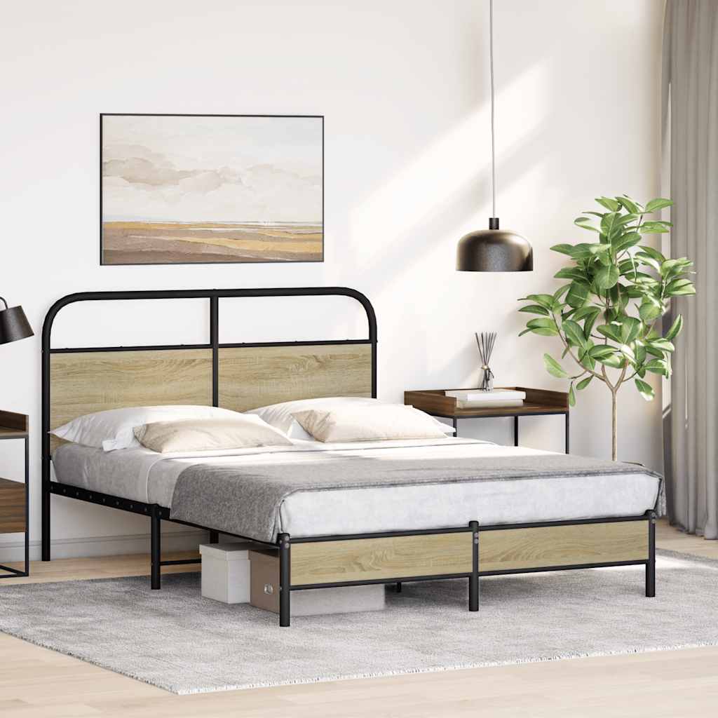 Bedframe zonder matras bewerkt hout sonoma eikenkleur 140x190cm is nu te koop bij PeponiXL, paradijselijk wonen!