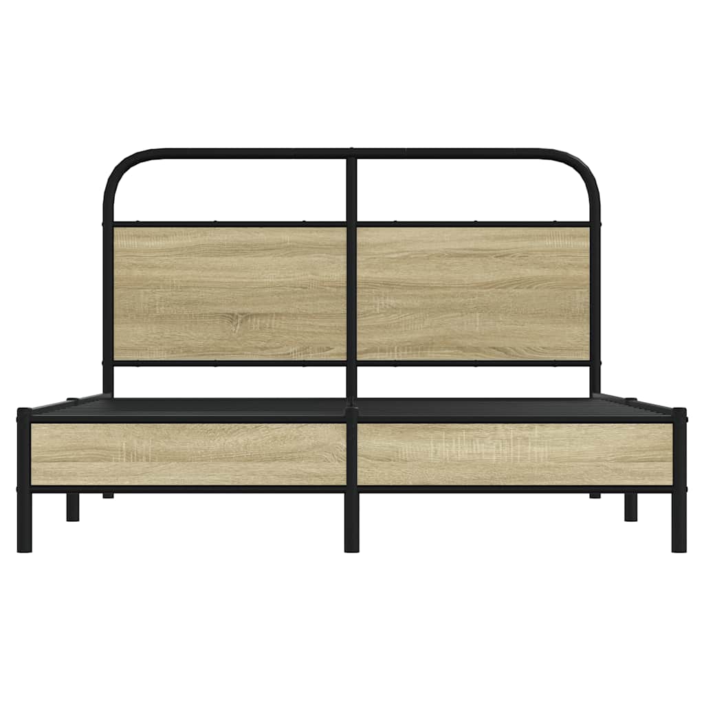 Bedframe zonder matras bewerkt hout sonoma eikenkleur 140x200cm is nu te koop bij PeponiXL, paradijselijk wonen!