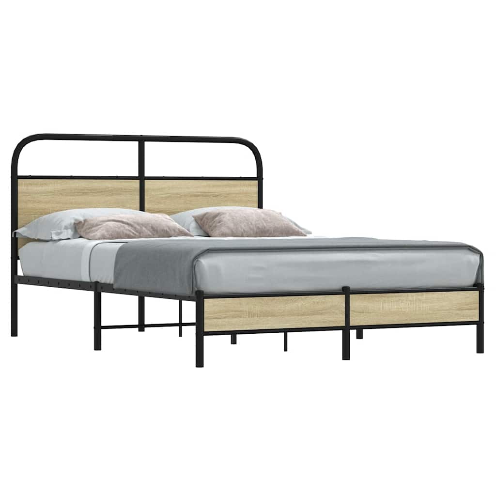 Bedframe zonder matras bewerkt hout sonoma eikenkleur 140x200cm is nu te koop bij PeponiXL, paradijselijk wonen!