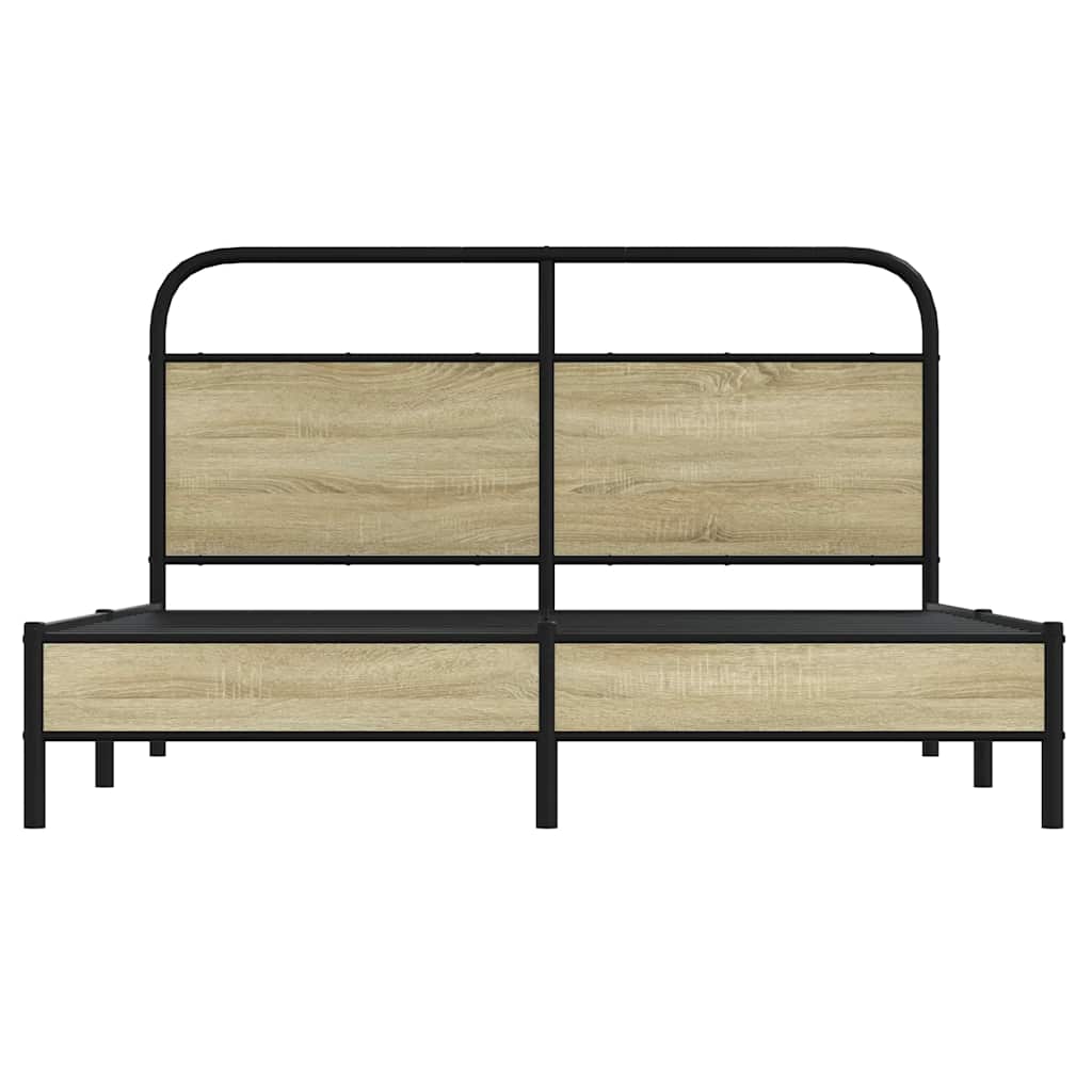 Bedframe zonder matras bewerkt hout sonoma eikenkleur 150x200cm is nu te koop bij PeponiXL, paradijselijk wonen!