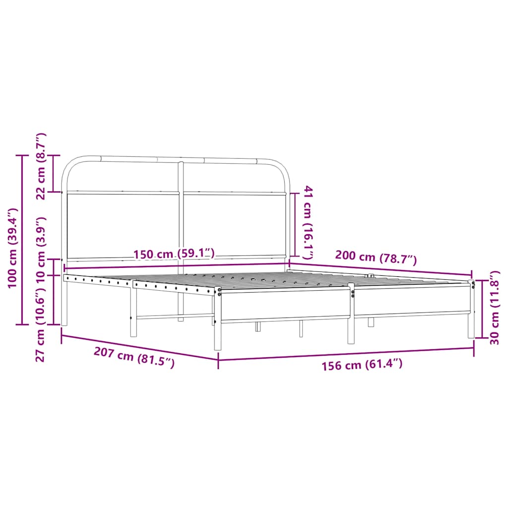 Bedframe zonder matras bewerkt hout sonoma eikenkleur 150x200cm is nu te koop bij PeponiXL, paradijselijk wonen!