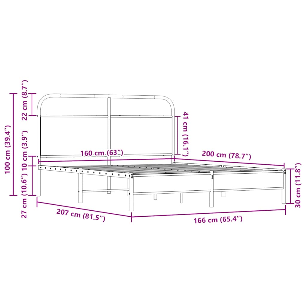 Bedframe zonder matras bewerkt hout sonoma eikenkleur 160x200cm is nu te koop bij PeponiXL, paradijselijk wonen!