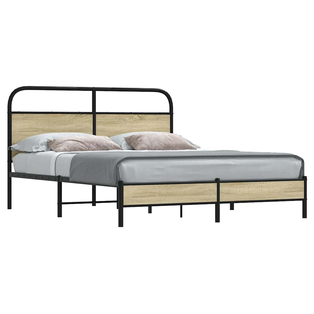 Bedframe zonder matras bewerkt hout sonoma eikenkleur 160x200cm is nu te koop bij PeponiXL, paradijselijk wonen!