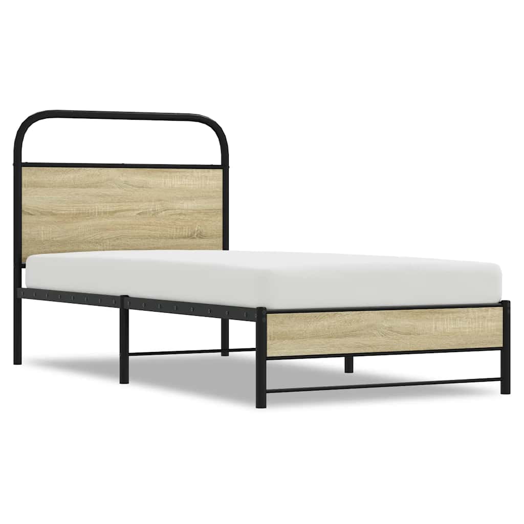 Bedframe zonder matras bewerkt hout sonoma eikenkleur 75x190 cm is nu te koop bij PeponiXL, paradijselijk wonen!