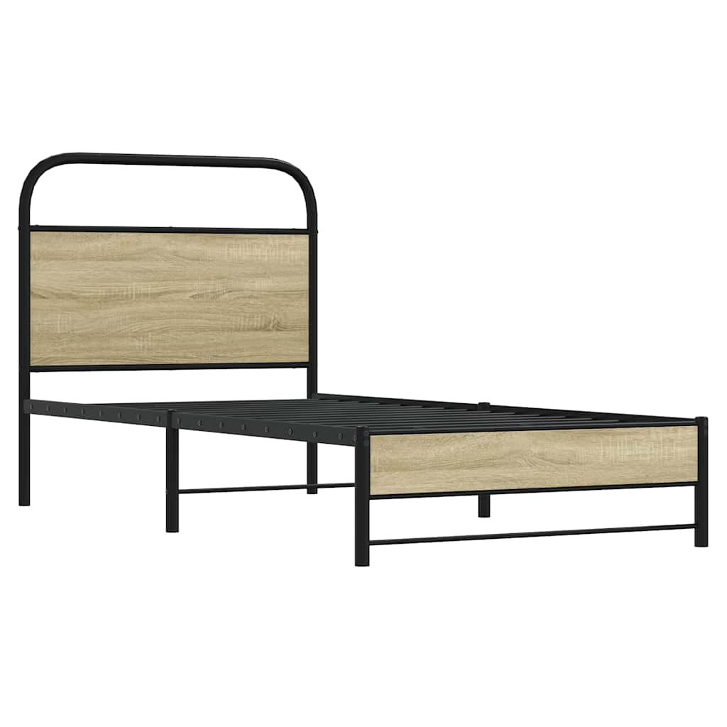 Bedframe zonder matras bewerkt hout sonoma eikenkleur 75x190 cm is nu te koop bij PeponiXL, paradijselijk wonen!