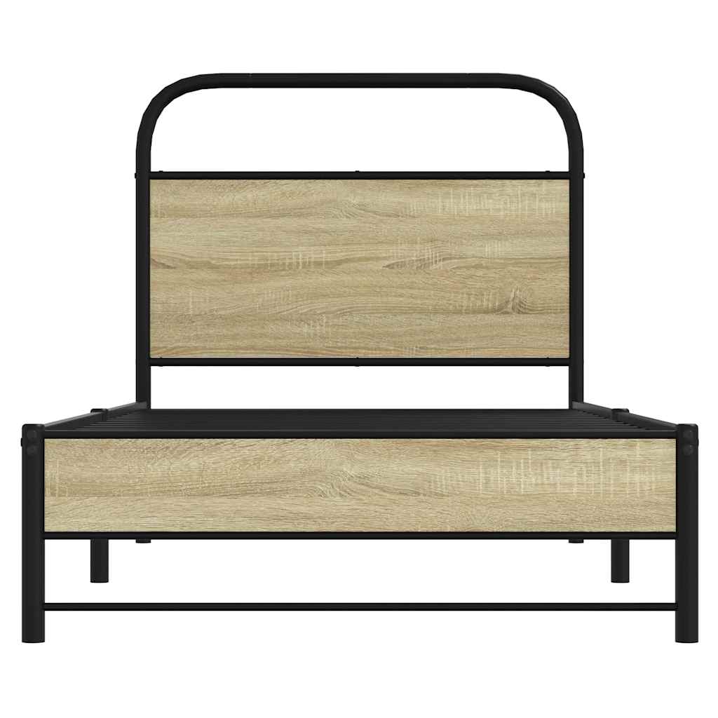 Bedframe zonder matras bewerkt hout sonoma eikenkleur 75x190 cm is nu te koop bij PeponiXL, paradijselijk wonen!