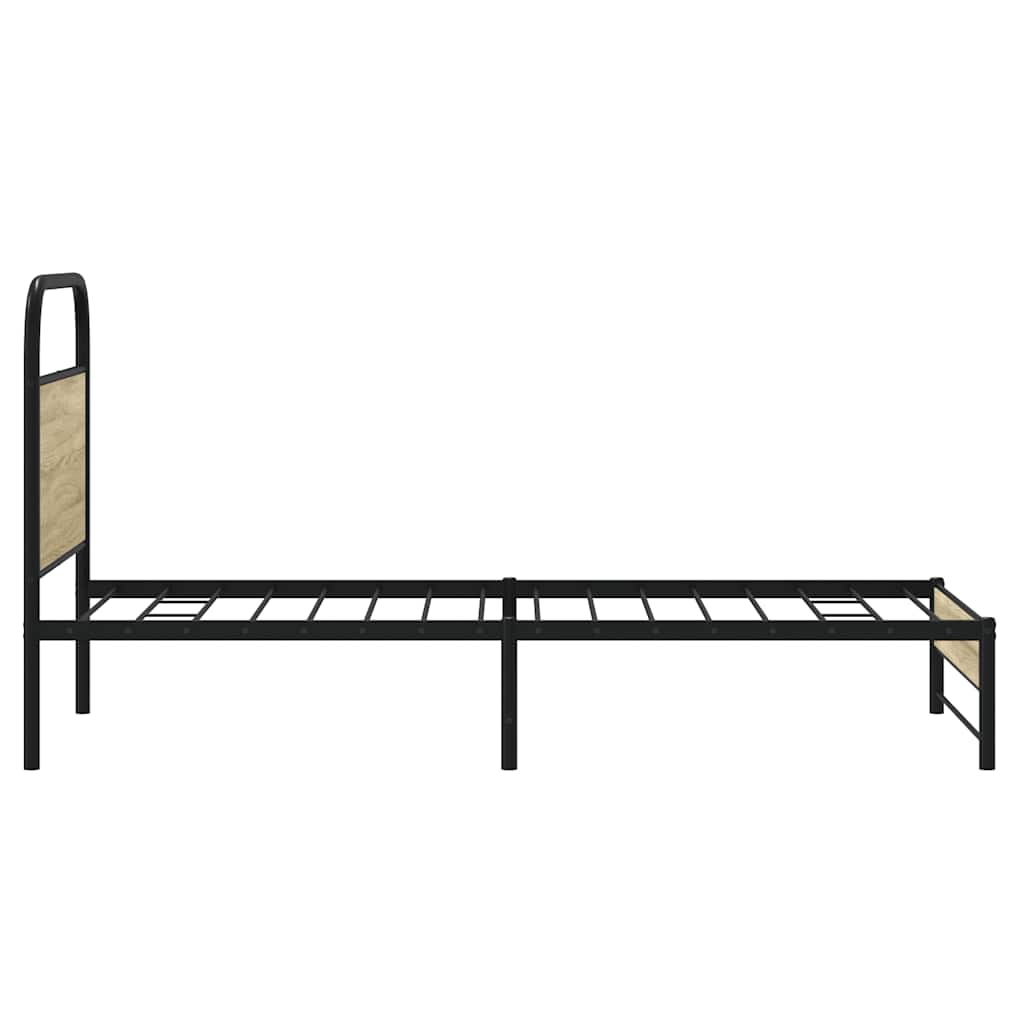 Bedframe zonder matras bewerkt hout sonoma eikenkleur 75x190 cm is nu te koop bij PeponiXL, paradijselijk wonen!