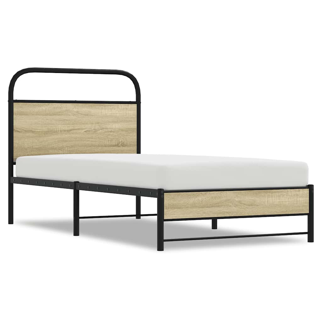 Bedframe zonder matras bewerkt hout sonoma eikenkleur 80x200 cm is nu te koop bij PeponiXL, paradijselijk wonen!