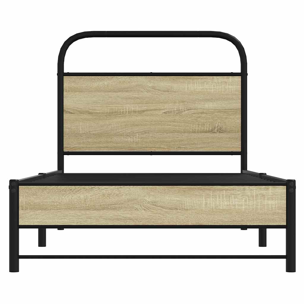 Bedframe zonder matras bewerkt hout sonoma eikenkleur 80x200 cm is nu te koop bij PeponiXL, paradijselijk wonen!