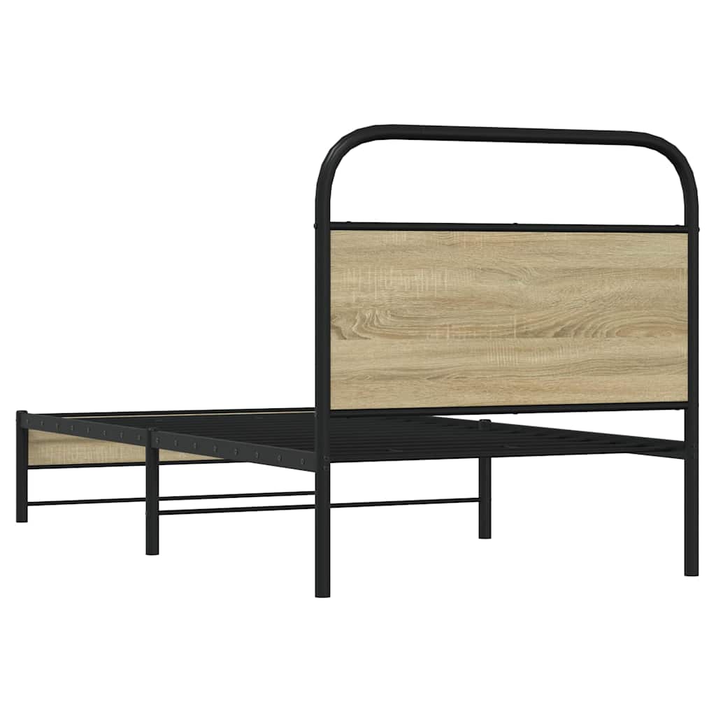 Bedframe zonder matras bewerkt hout sonoma eikenkleur 80x200 cm is nu te koop bij PeponiXL, paradijselijk wonen!